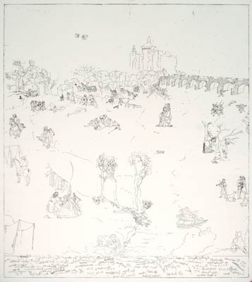 Battle at Athlone 1691, etching